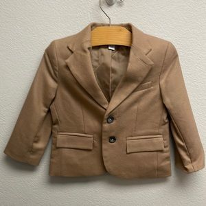 Janie and Jack Boys WOOL BLEND SUIT BLAZER | 18-24 Months | Camel Tan